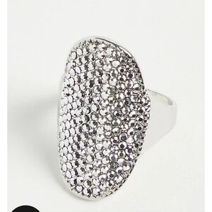🆕️💍SIZE 10 RHINESTONE PAVE OVAL STATEMENT RING - SILVER TONE💍